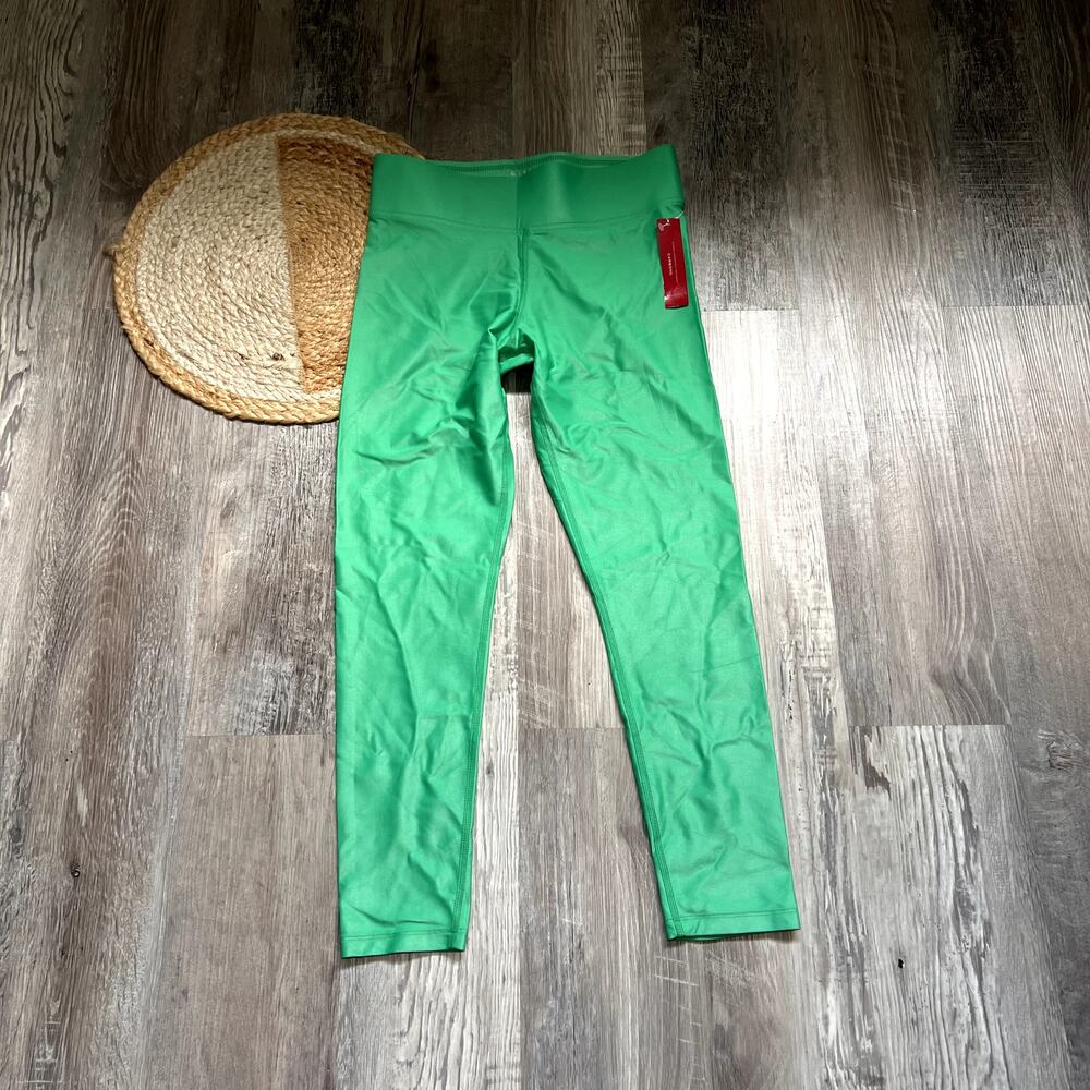 CARBON38 Nylon Lycra Shiny Green Leggings NWT